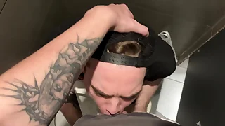 Straight gives a Risky Blowjob at one's disposal Stage a revive Toilet [4K]